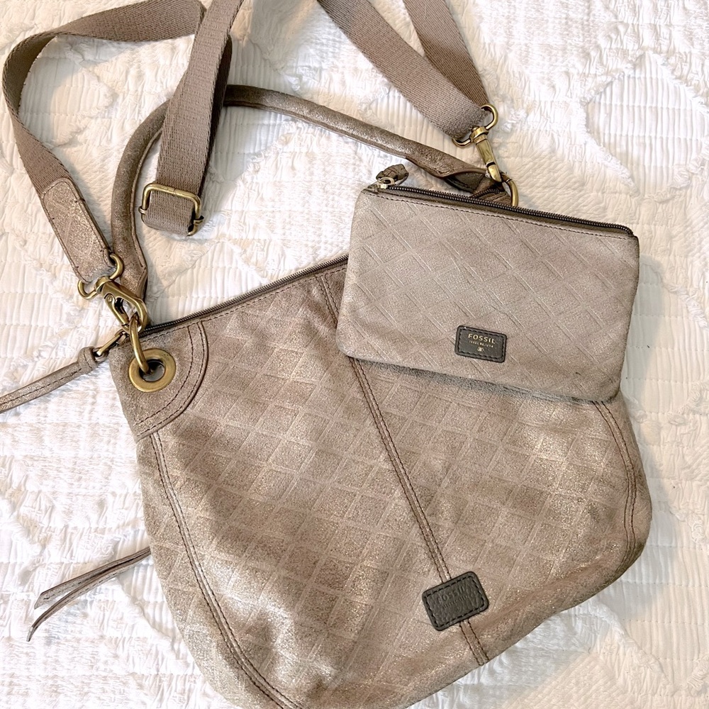 Fossil purse and matching wallet sparkly sand color